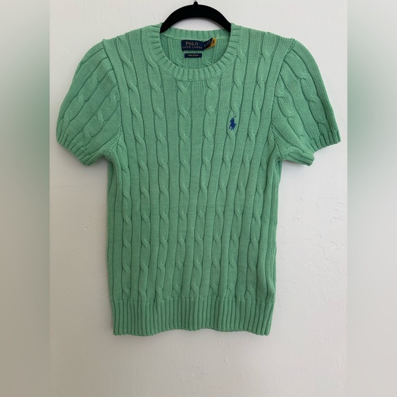 Ralph Lauren Sweaters - Ralph Lauren Polo Green Cable Knit Sweater Short Sleeve Pima Cotton Medium